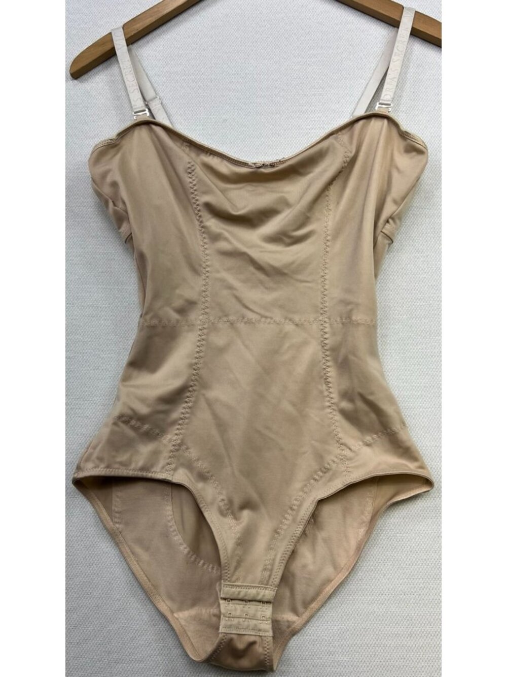 Dr. Rey Shapewear Women's Open-Bust Bodysuit One-Piece Sleeveless Size 36B Beige